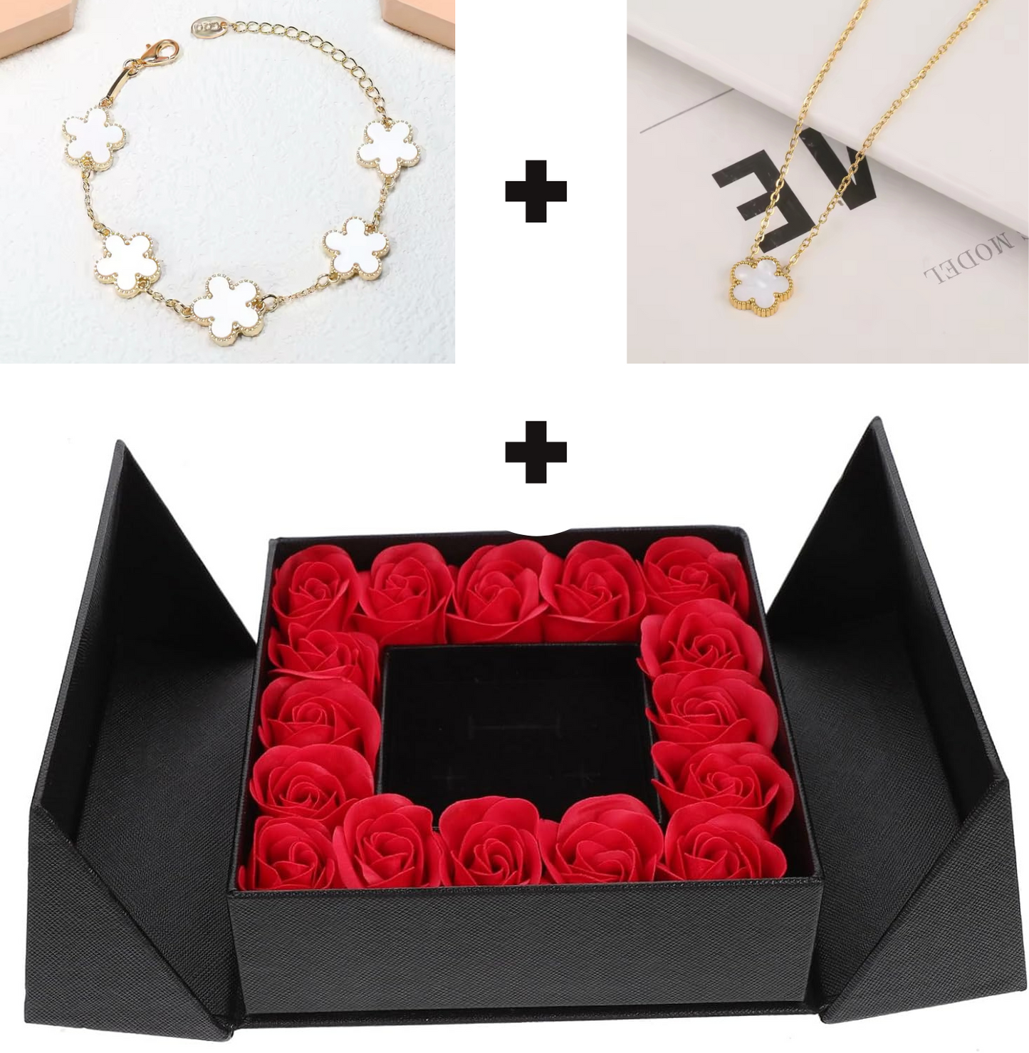 KIT Collar+Pulseira + Caja de rosas